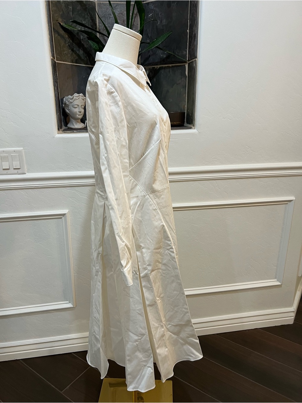 Zac Posen White Button Front Shirtdress Cotton Poplin Size 12 - Picture 8 of 15